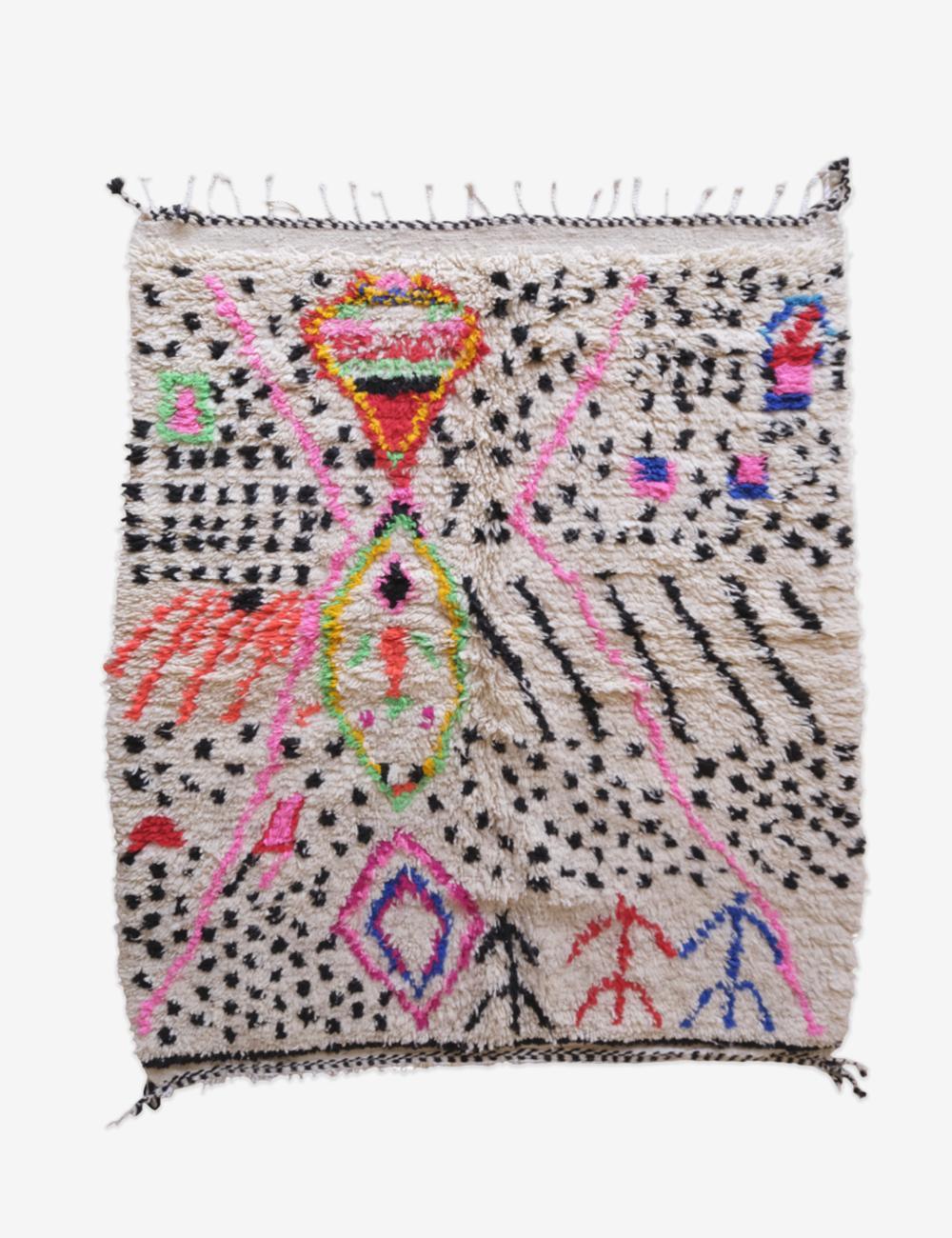 Moroccan Small Neon Wool Rug 5.2 x 4.2 ft / 158 x 130 cm - Surcoma