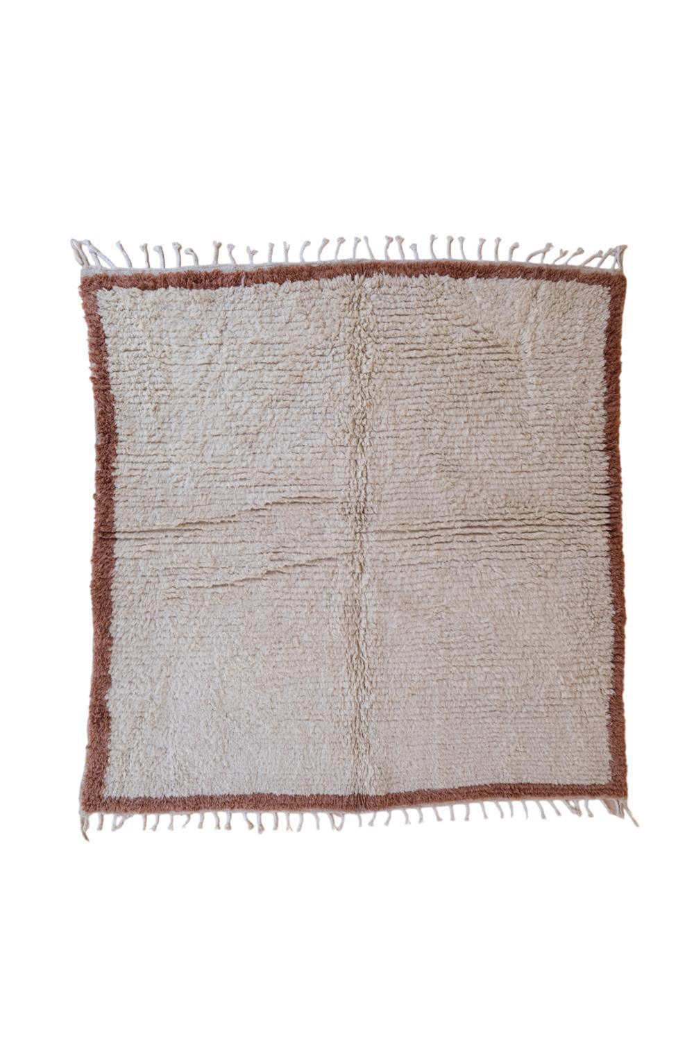 Moroccan Solid Beni Ourain Wool Rug 7.1 x 6.5 ft / 216 x 200 cm - Surcoma