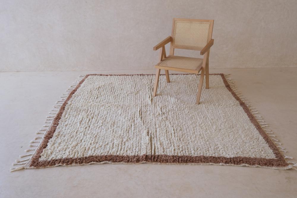 Moroccan Solid Beni Ourain Wool Rug 7.1 x 6.5 ft / 216 x 200 cm - Surcoma
