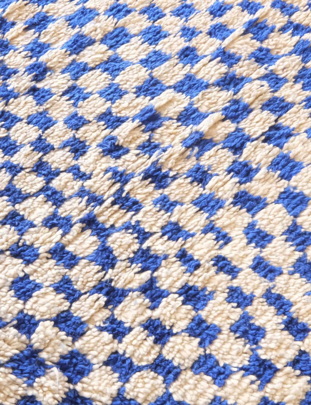 Moroccan Square Blue Checkered Rug 6.9 x 6.7 ft / 211 x 206 cm - Surcoma