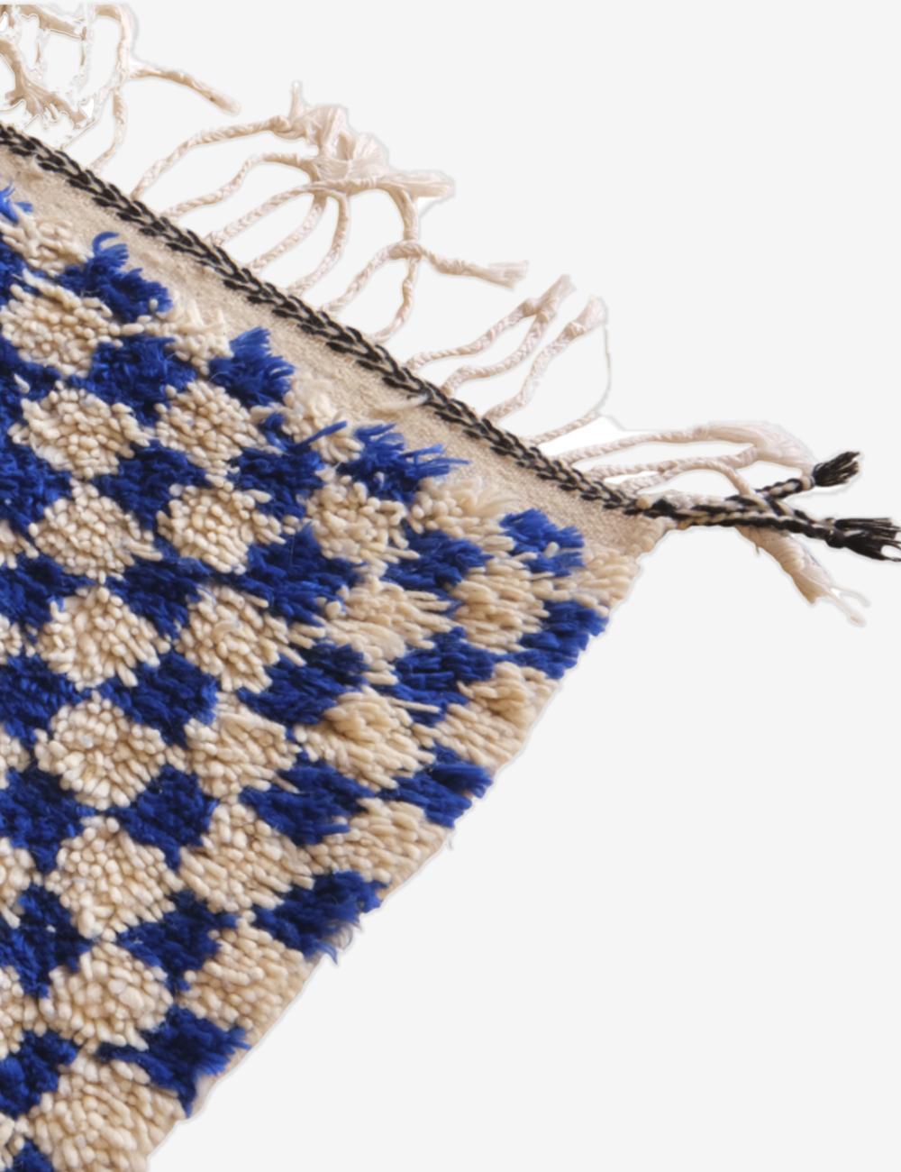 Moroccan Square Blue Checkered Rug 6.9 x 6.7 ft / 211 x 206 cm - Surcoma