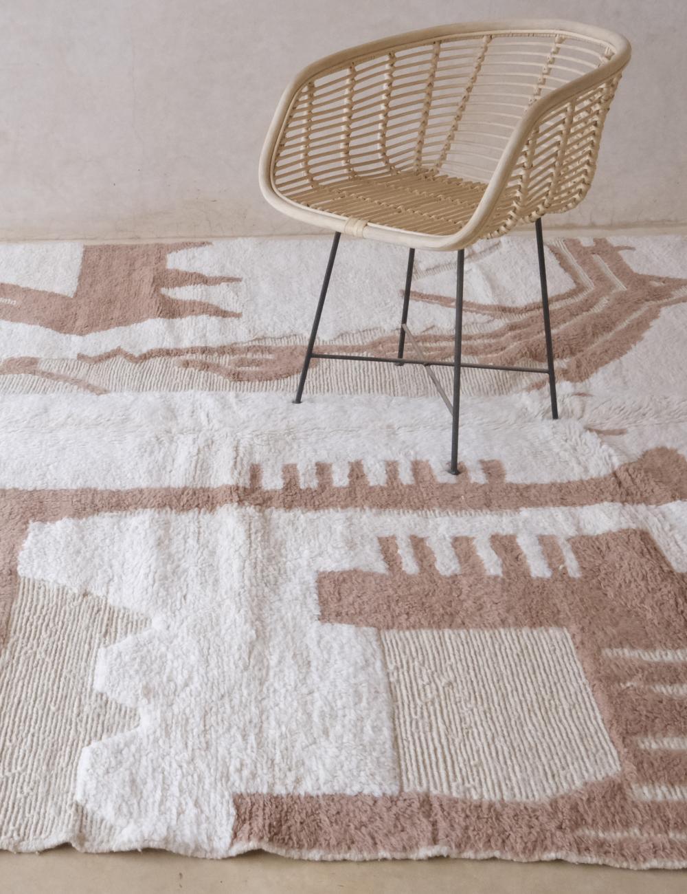 Moroccan Tan Beige Wool Rug 9.6 x 8.2 ft / 292 x 250 cm - Surcoma
