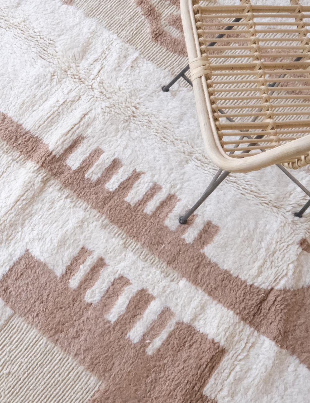 Moroccan Tan Beige Wool Rug 9.6 x 8.2 ft / 292 x 250 cm - Surcoma