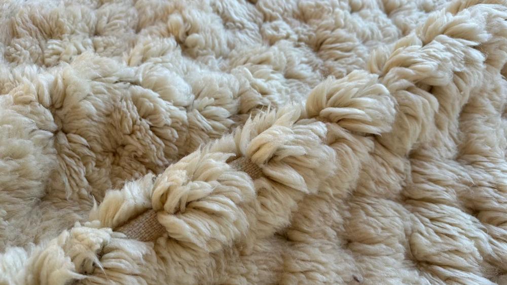 Moroccan White Beni Mrirt Rug 9.8 x 7.7 ft / 300 x 237 cm - Surcoma
