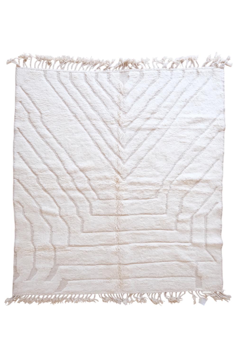 Moroccan White Beni Ourain Rug 8.1 x 6.9 ft / 247 x 212 cm - Surcoma