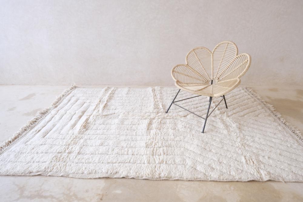 Moroccan White Beni Ourain Rug 9.6 x 6.4 ft / 293 x 197 cm - Surcoma