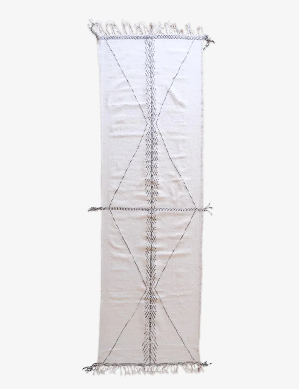 Moroccan White Kilim Zanafi Runner Rug 14.3 x 4.3 ft / 437 x 133 cm - Surcoma