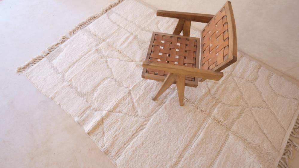 Moroccan White Modern Wool Rug 8.8 x 6 ft / 269 x 184 cm - Surcoma