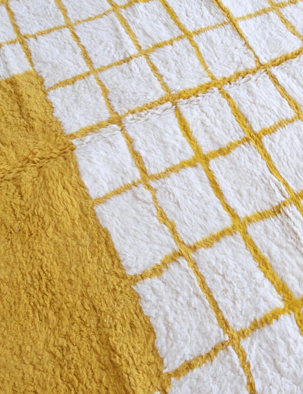 Moroccan Yellow Modern Wool Rug 8.7 x 7 ft / 266 x 215 cm - Surcoma