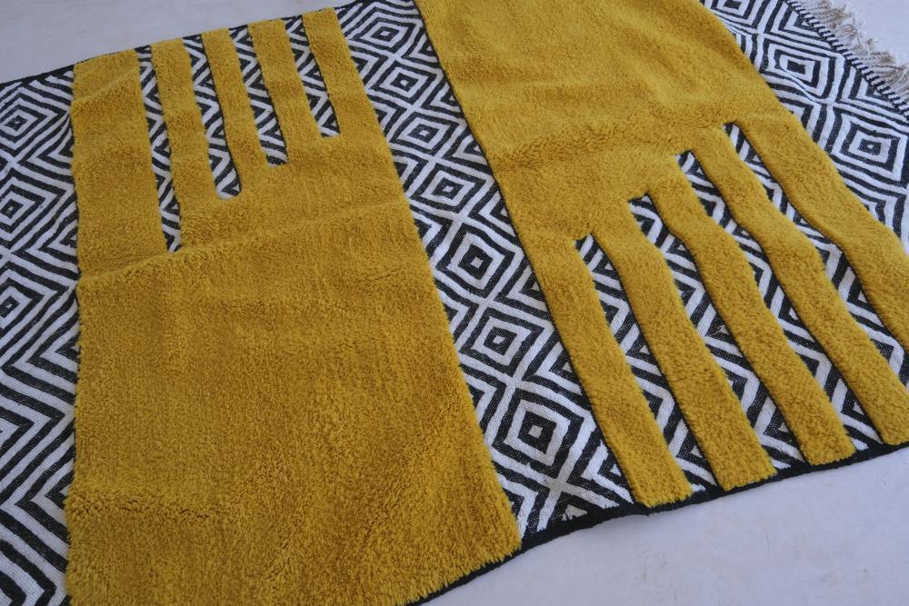 Custom Moroccan Yellow Wool Rug - Surcoma