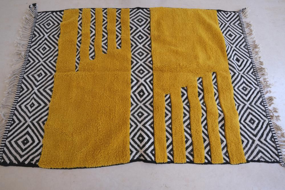 Custom Moroccan Yellow Wool Rug - Surcoma