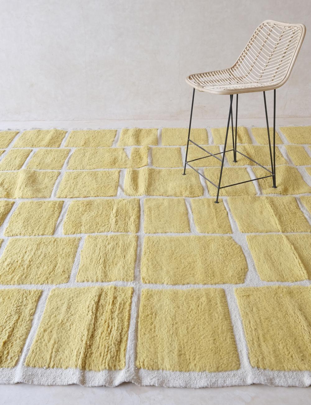 Yellow Moroccan Wool Rug 9.7 x 8 ft / 295 x 245 cm - Surcoma