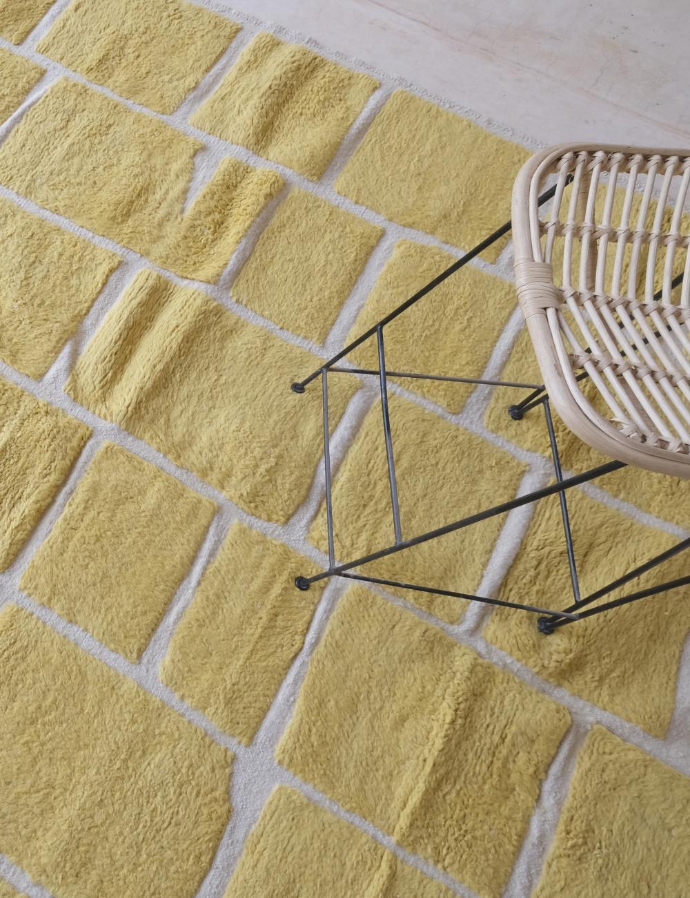 Yellow Moroccan Wool Rug 9.7 x 8 ft / 295 x 245 cm - Surcoma