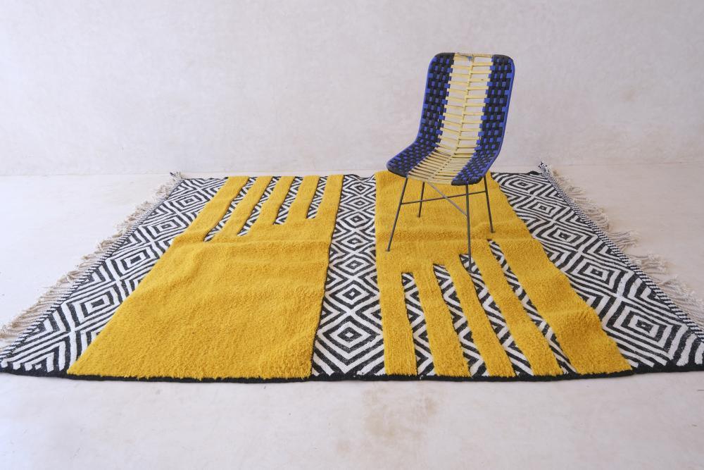Custom Moroccan Yellow Wool Rug - Surcoma