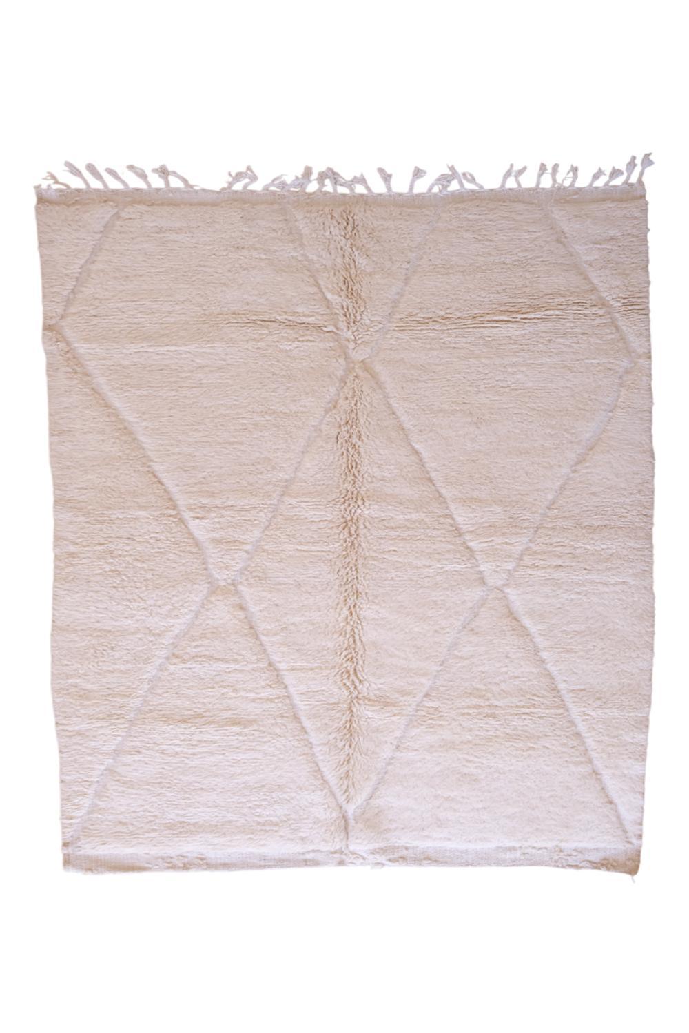 White Beni Ourain Wool Rug 9.2 x 6.8 ft / 281 x 210 cm - Surcoma
