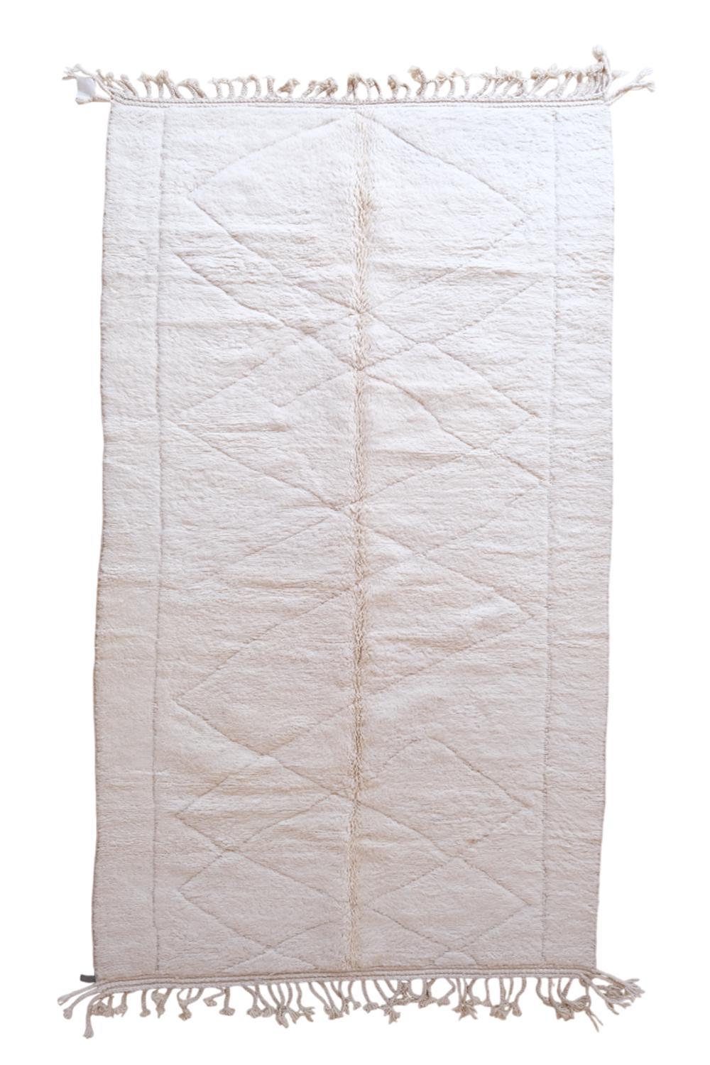 White Beni Ourain Wool Rug 11.7 x 6 ft / 358 x 185 cm - Surcoma