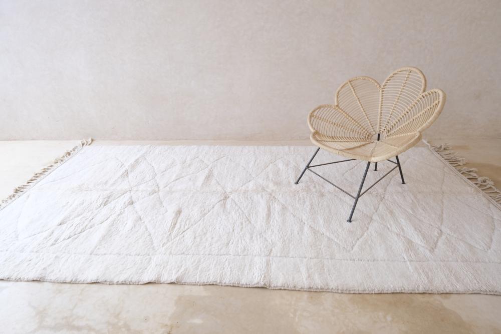 White Beni Ourain Wool Rug 11.7 x 6 ft / 358 x 185 cm - Surcoma