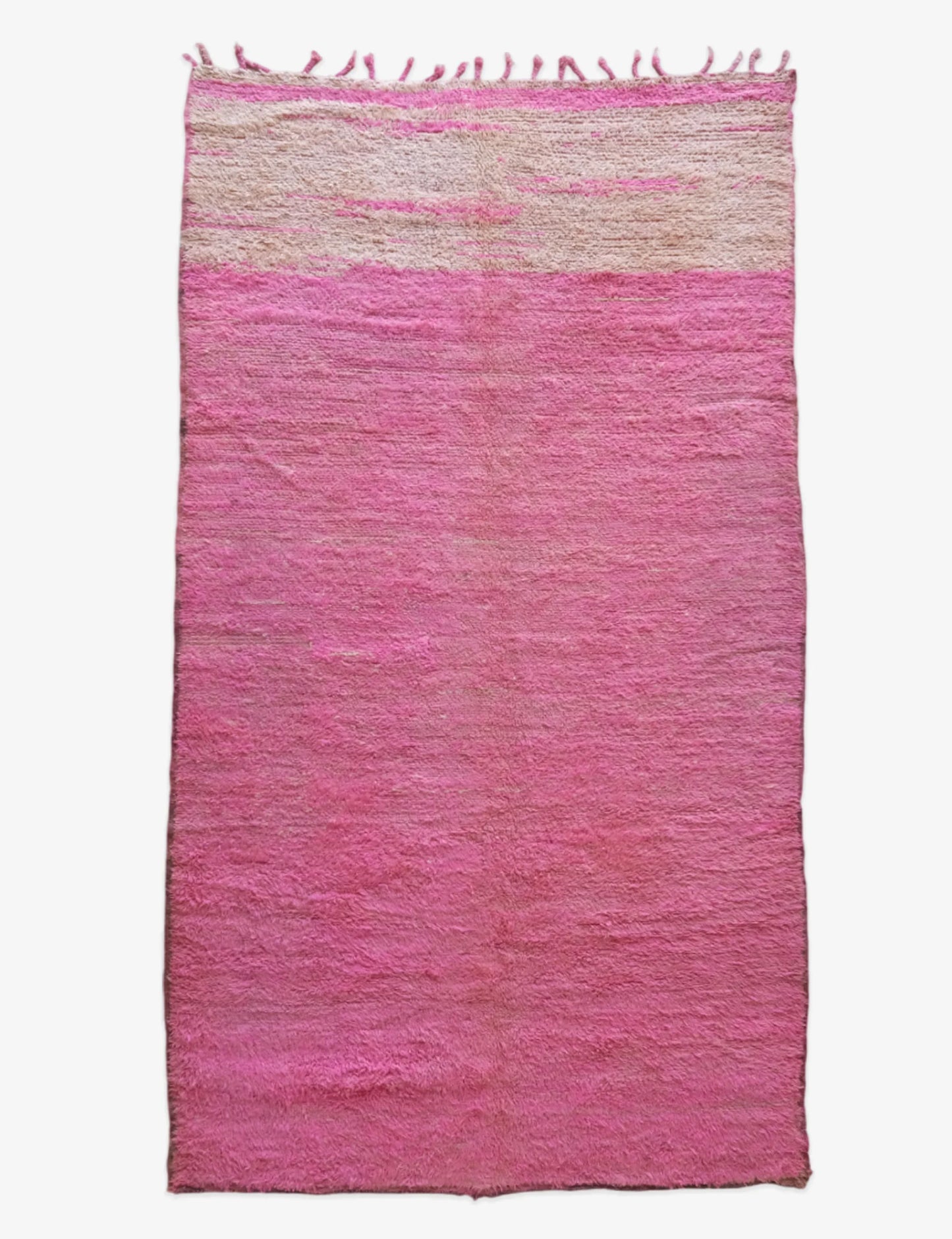 Moroccan Pink Wool Rug 10.4 x 5.7 ft / 317 x 174 cm - Surcoma