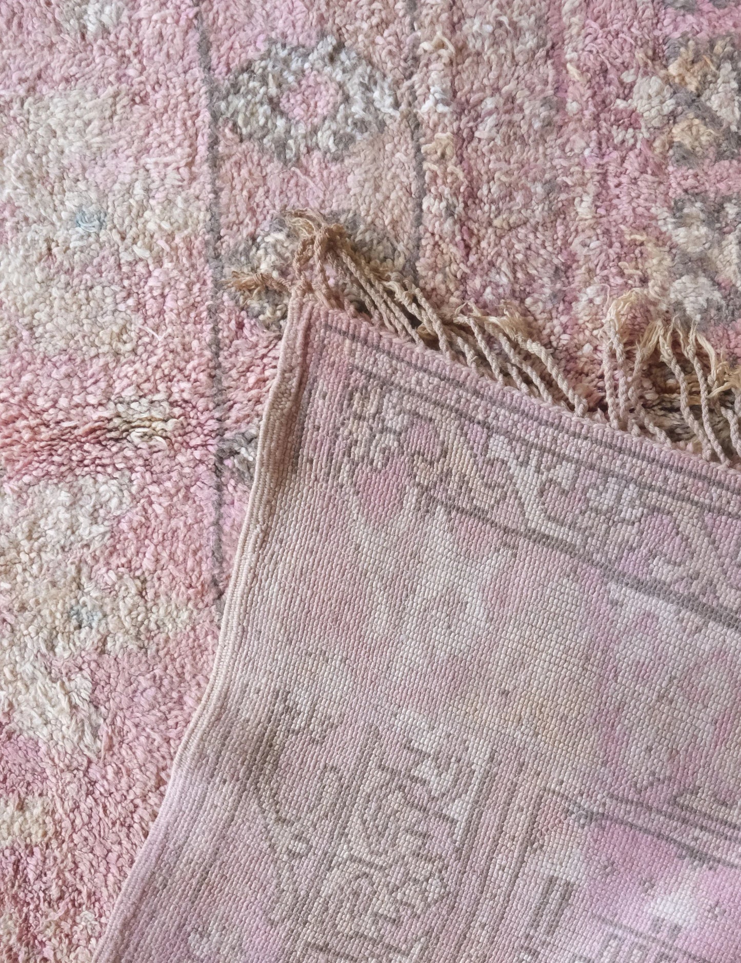 Moroccan Boujad Pink Rug 11.7 x 6.4 ft / 357 x 195 cm - Surcoma