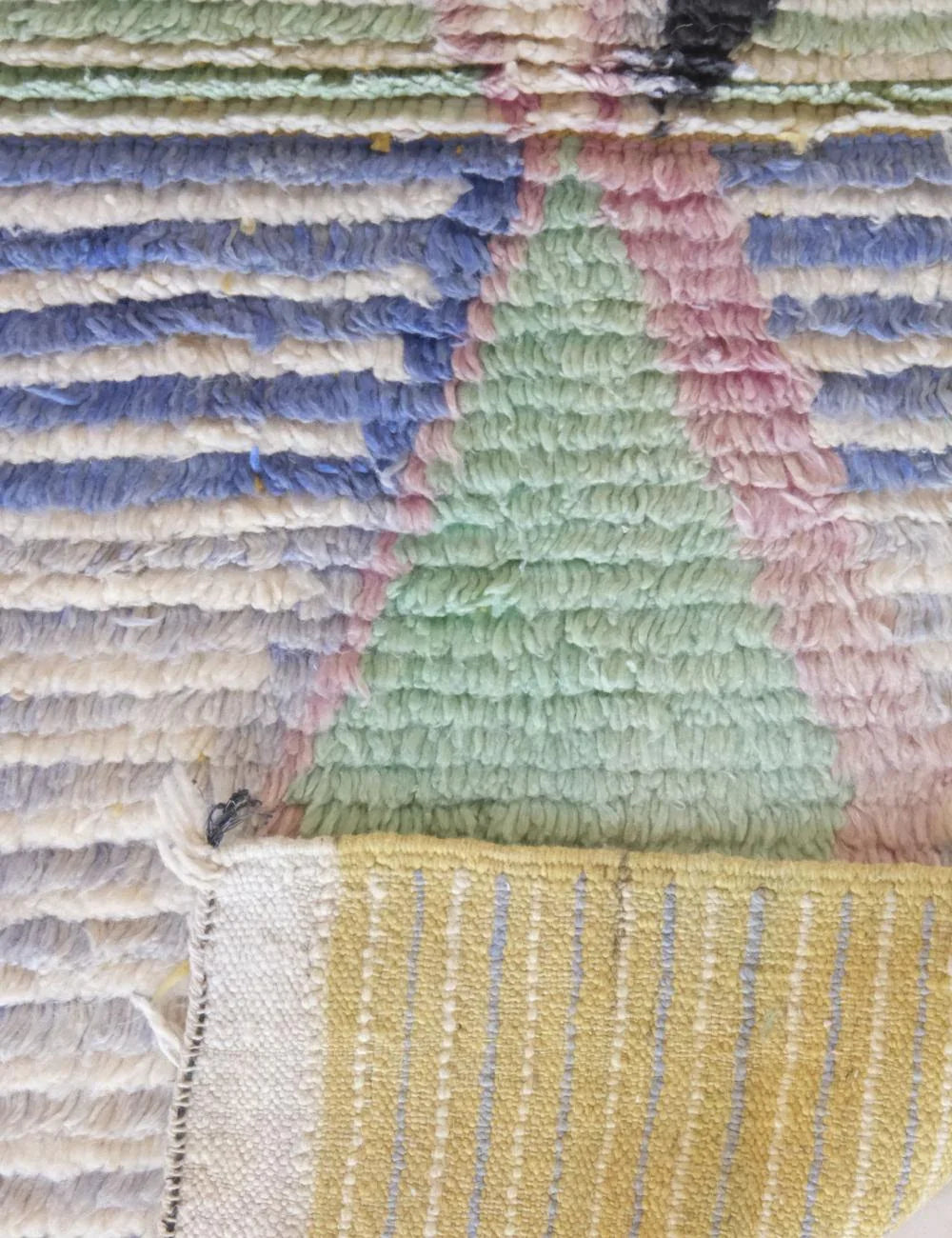 Close-up of a multicolored woven fabric with a striped pattern.