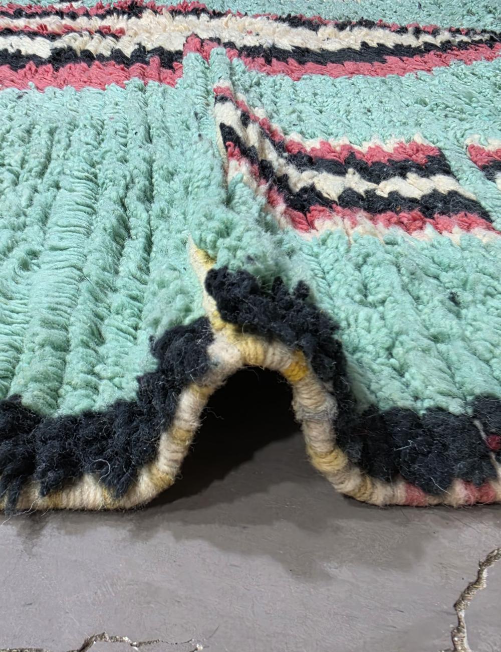 Handwoven Berber Wool Rug with Turquoise 9.7 x 6.8 ft / 295 x 210 cm