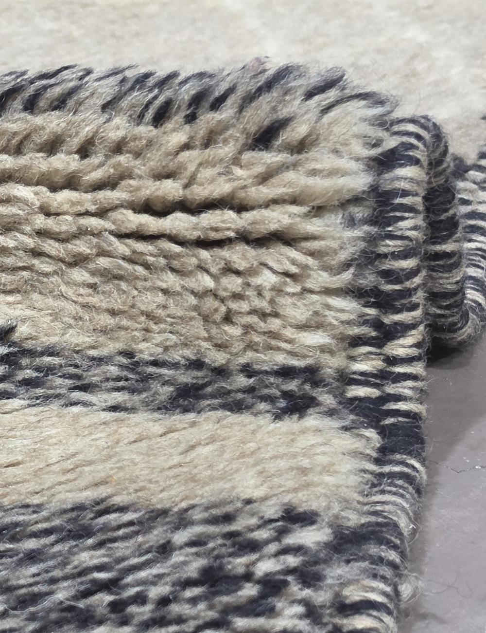 Luxurious Beni M'Rirt Wool Rug Charcoal Diamond Lattice 7.8 x 4.4 ft / 238 x 134 cm