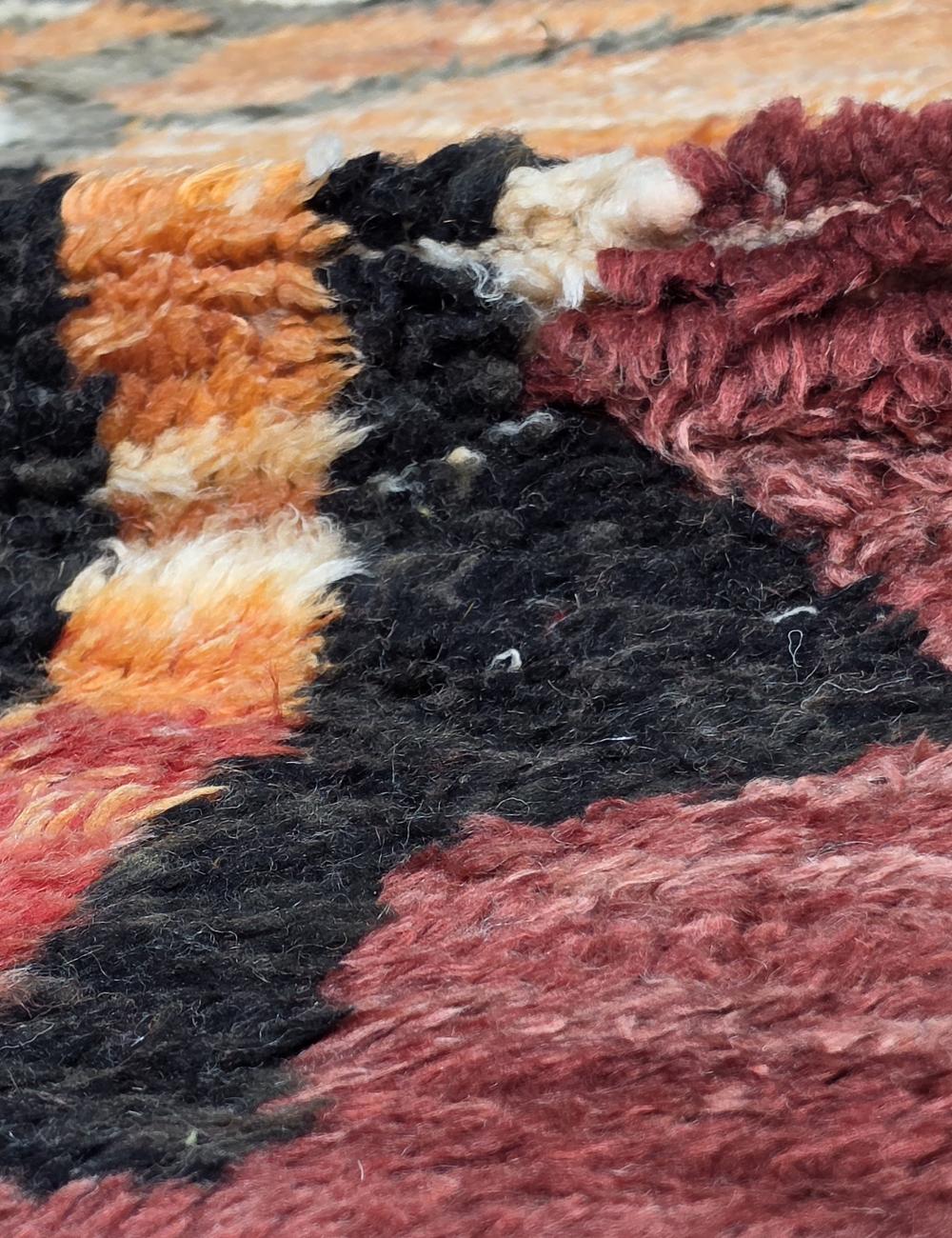 Maroon Wool Moroccan Rug 6.3 x 4.36 ft / 192 x 133 cm