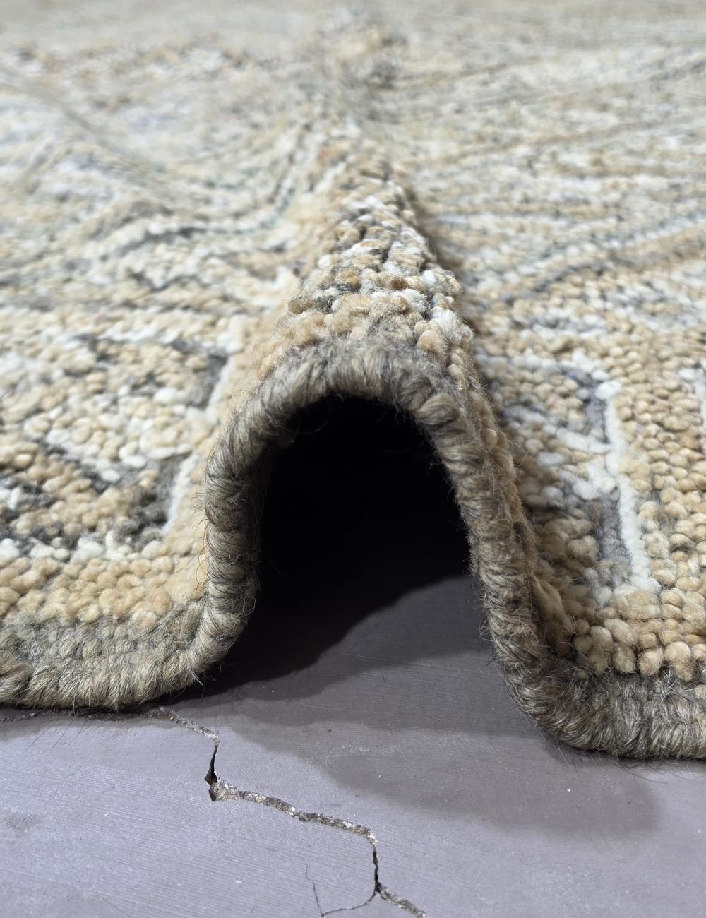Vintage Beni M'Guild Faded Grey Nested Diamond Medallion Handwoven Wool Rug 10.5 x 6.96 ft / 320 x 212 cm