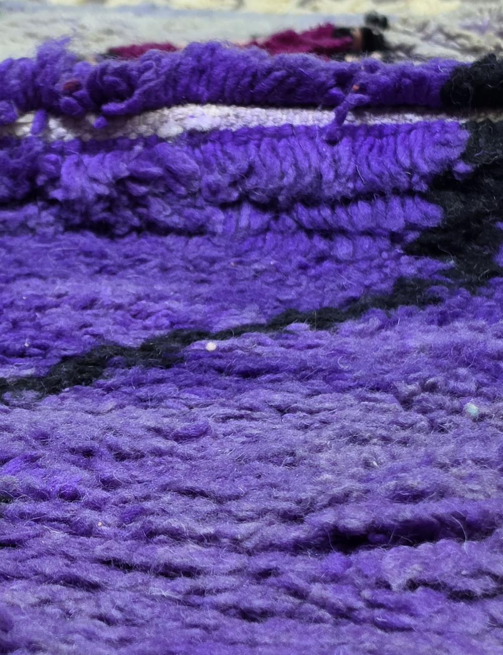 Blue Purple Totem Figure Boujad Wool Rug 9.7 x 5.91 ft / 296 x 180 cm