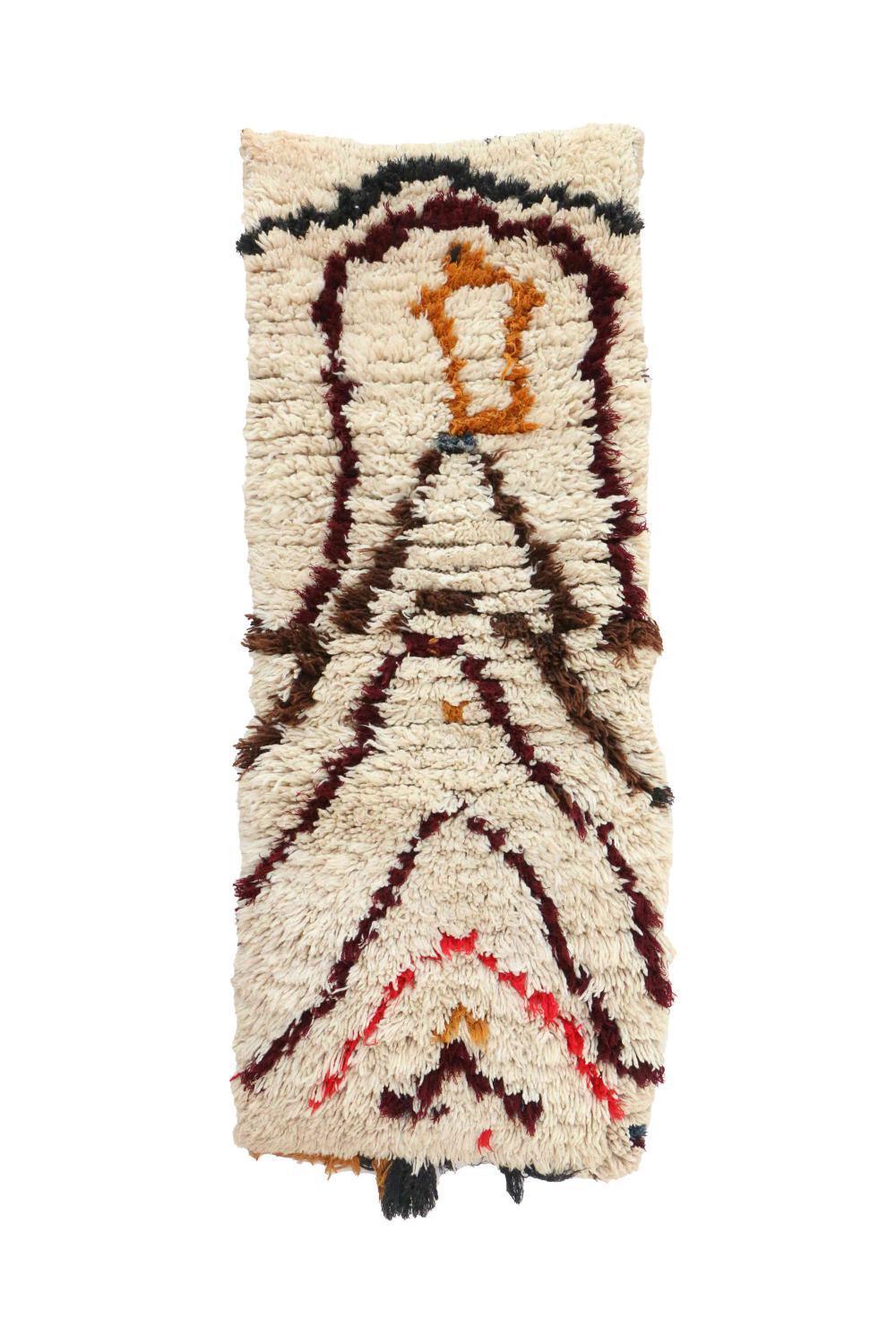 Abstract Moroccan Wool Rug 5.1 x 2.3 ft / 156 x 70 cm - Surcoma