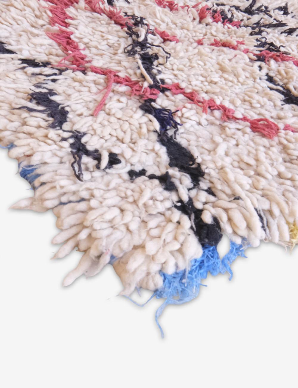 Handwoven Azilal Moroccan Rug with Red and Black Diamond Pattern 4.9 x 2.3 ft / 150 x 72 cm