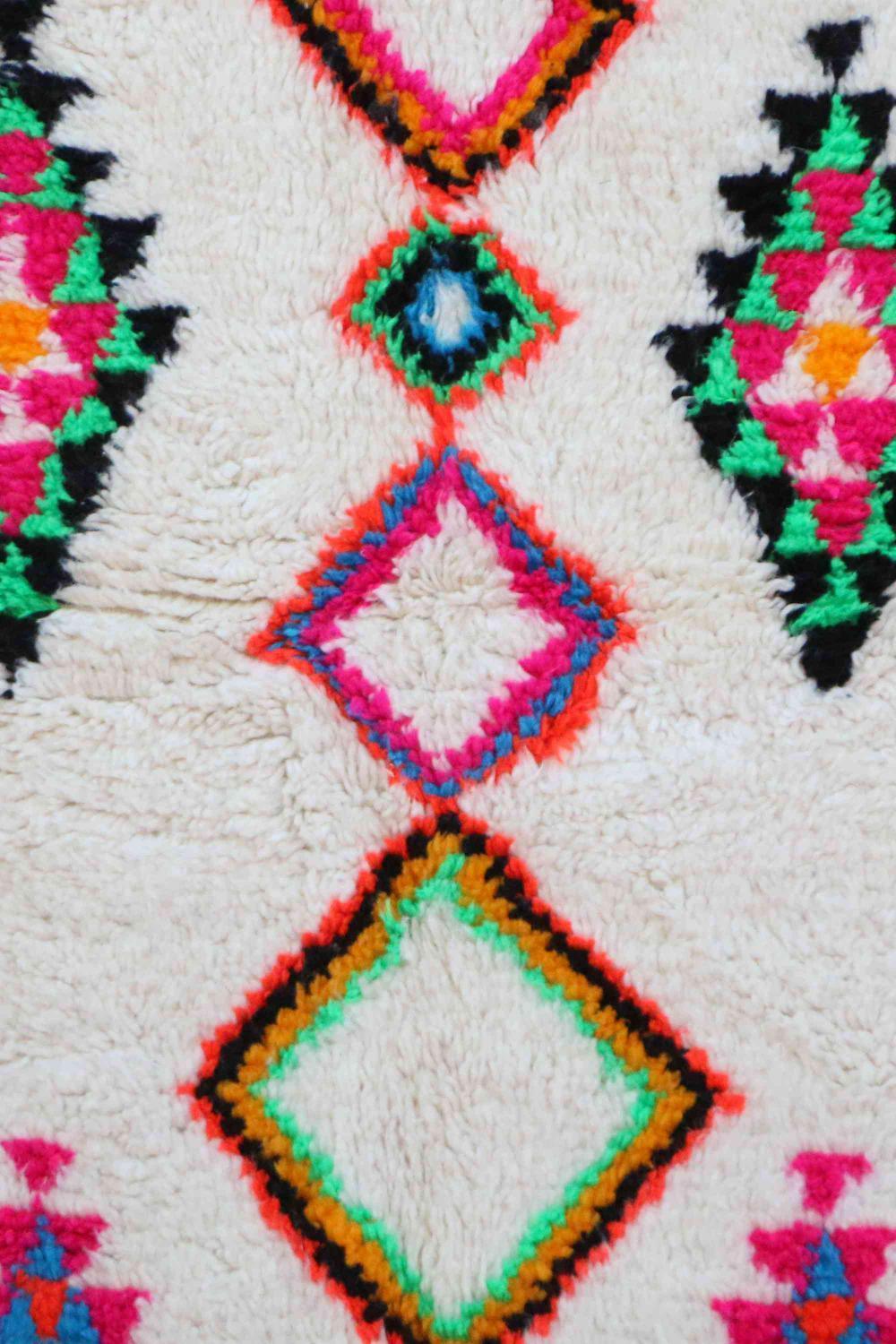 Moroccan Colorful Azilal Wool Rug 7.9 x 4.4 ft / 241 x 134 cm - Surcoma