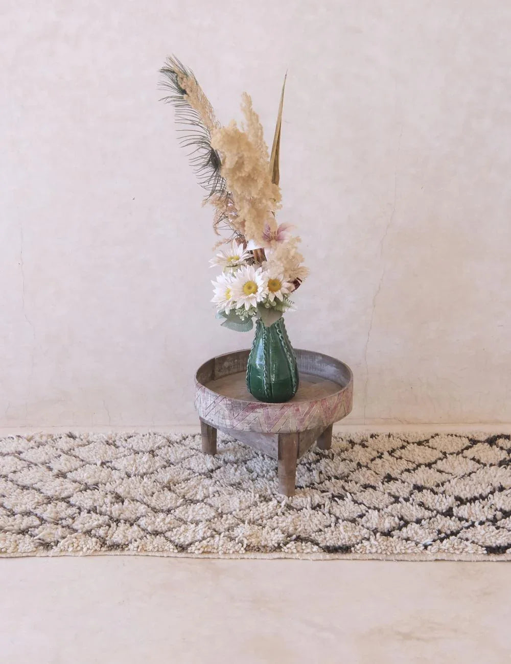 Beige Berber Carpet 6.8 x 2.4 ft / 207 x 76 cm