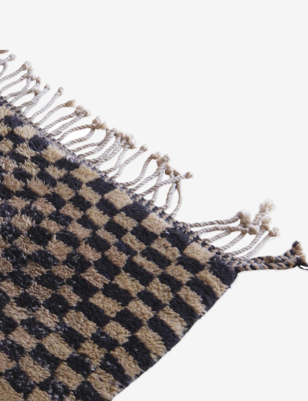 Moroccan Beni Mrirt runner rug, handwoven wool hallway rug with geometric patterns, 100% wool, beige and cream