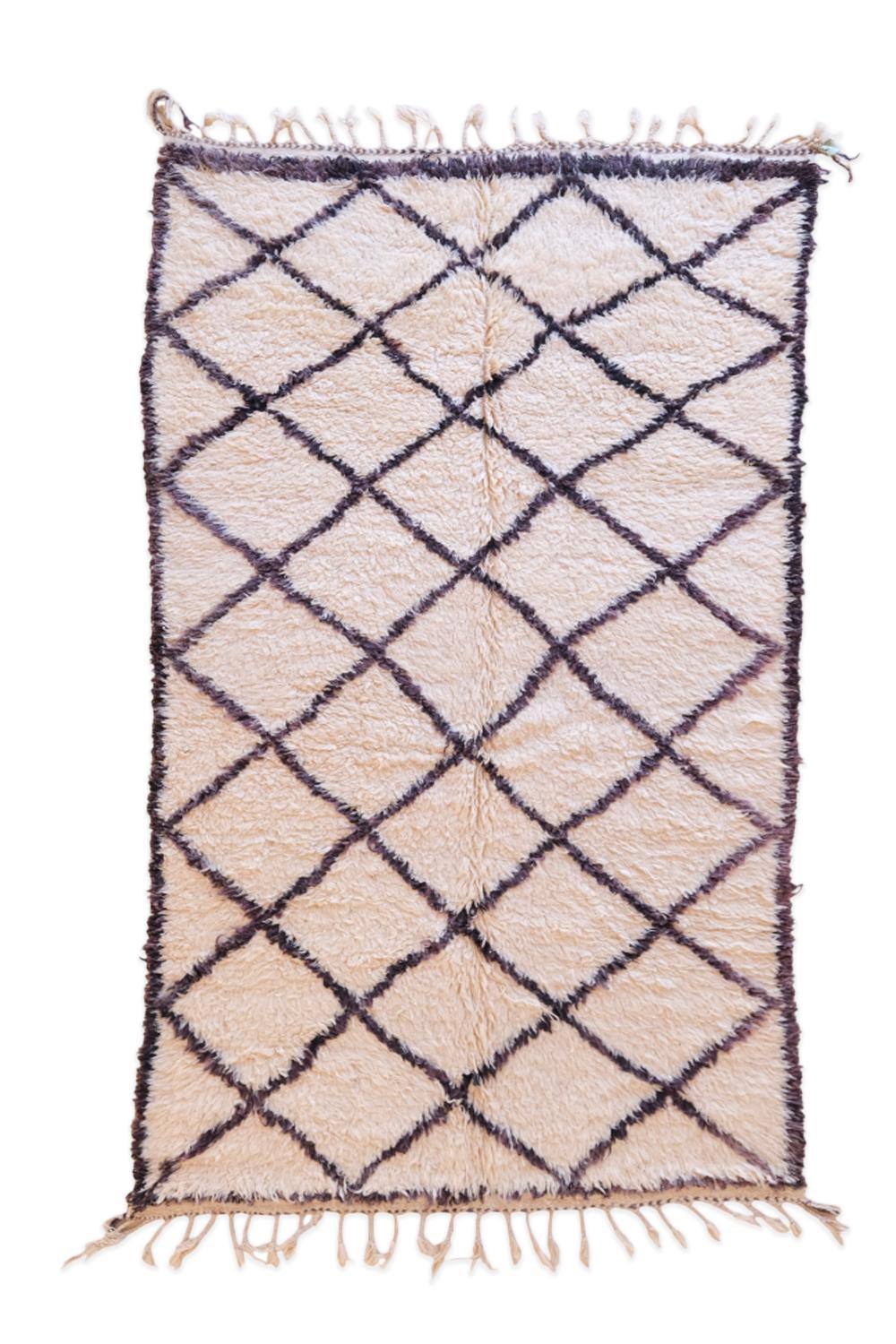 Morocan Beni Ourain Wool Rug 9.2 x 5.2 ft / 280 x 161 cm - Surcoma