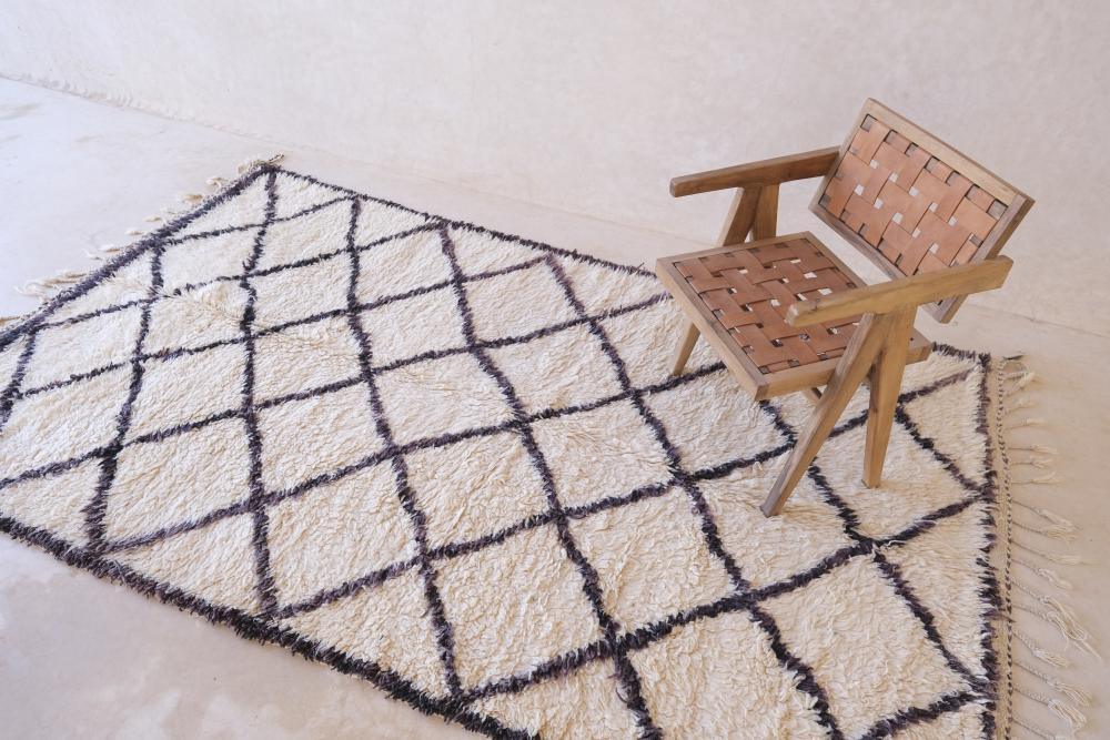 Morocan Beni Ourain Wool Rug 9.2 x 5.2 ft / 280 x 161 cm - Surcoma