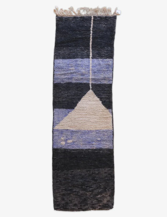 Black and Gray Berber Carpet 9.5 x 2.9 ft / 290 x 89 cm - Surcoma