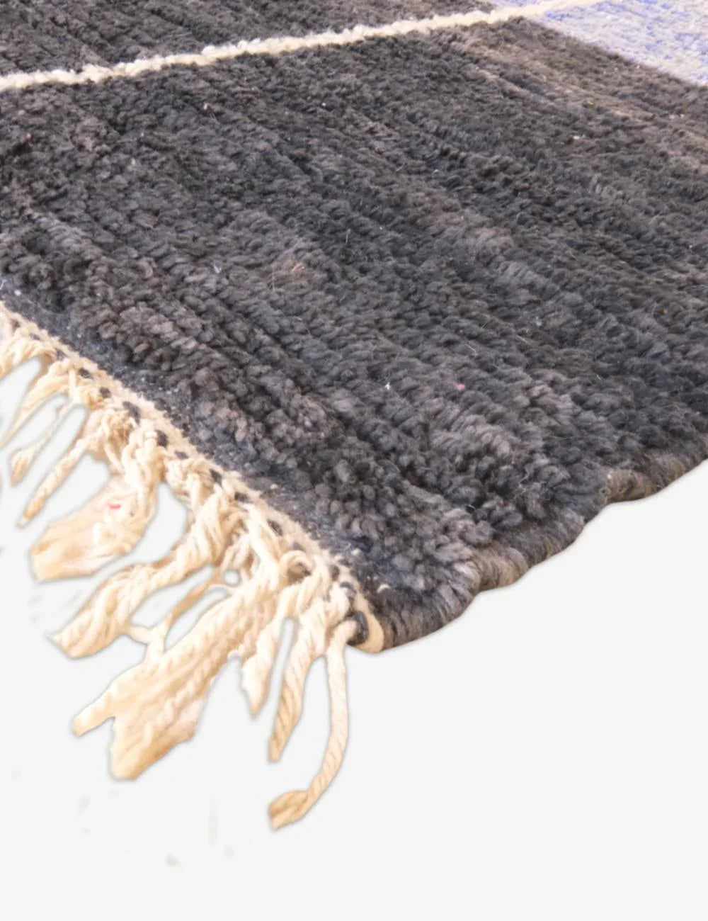 Black and Gray Berber Carpet 9.5 x 2.9 ft / 290 x 89 cm