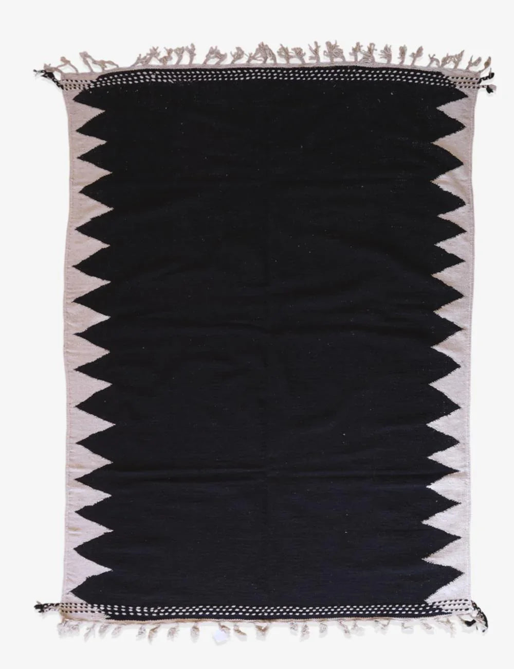 Black Flatwoven Moroccan Rug 10 x 7 ft / 305 x 215 cm - Surcoma