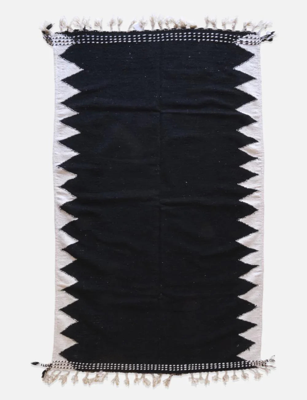 Black Kilim Moroccan Rug 9.3 x 5.6 ft / 282 x 171 cm - Surcoma
