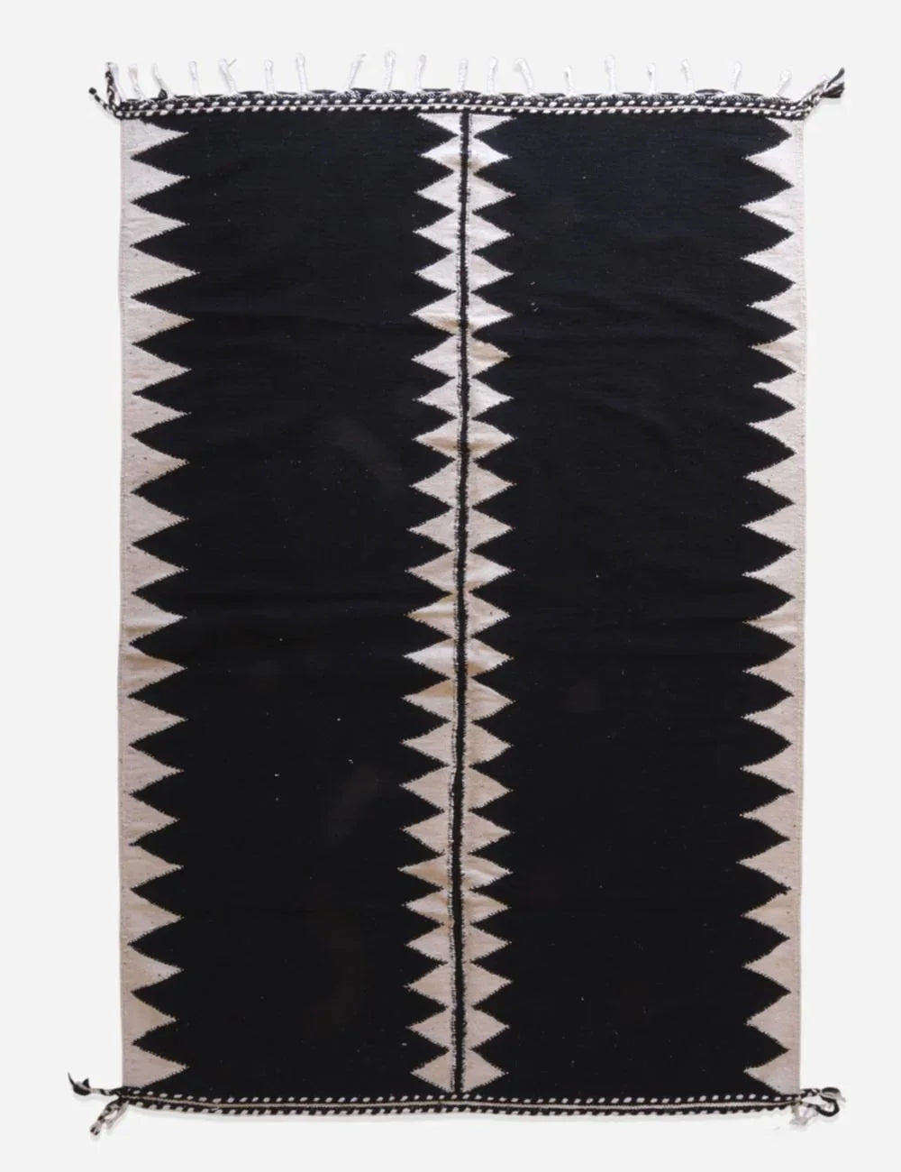 Black Kilim Moroccan Rug 9.9 x 6.6 ft / 303 x 203 cm - Surcoma