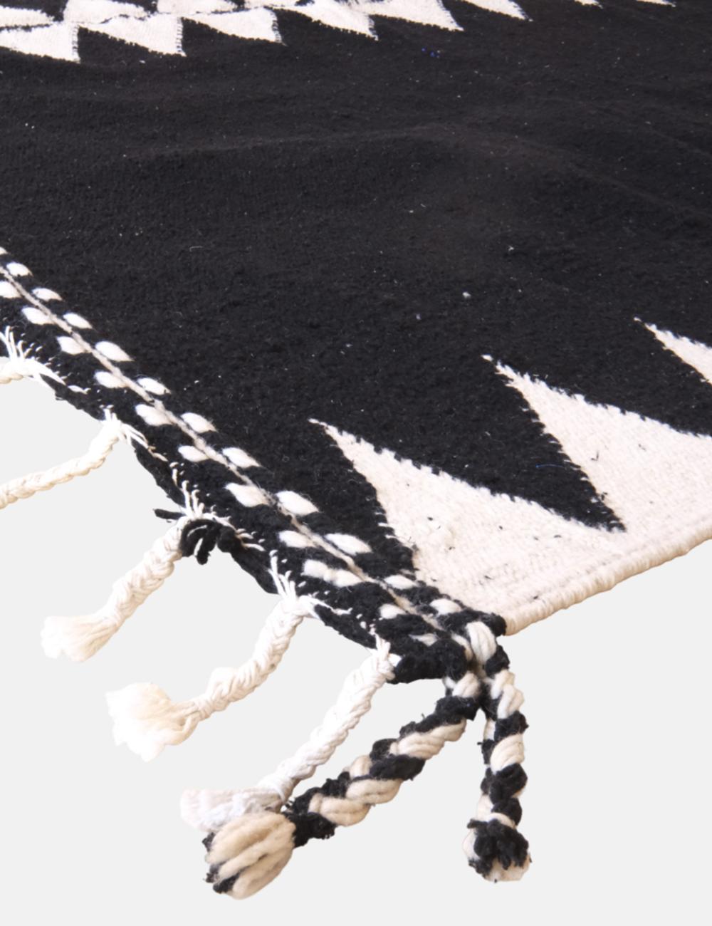 Black Kilim Moroccan Rug 9.9 x 6.6 ft / 303 x 203 cm