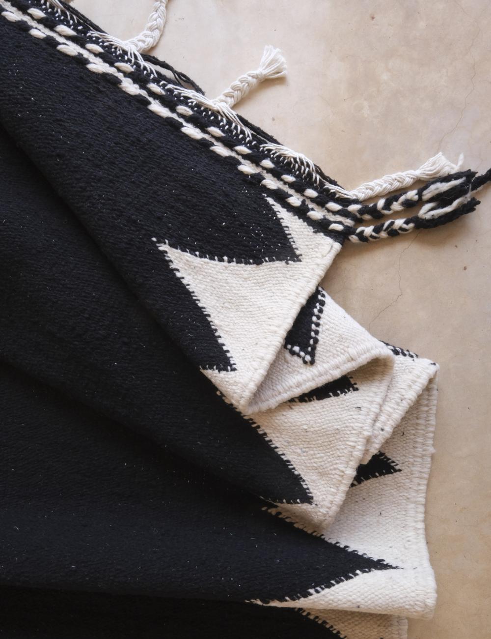 Black Kilim Moroccan Rug 9.9 x 6.6 ft / 303 x 203 cm