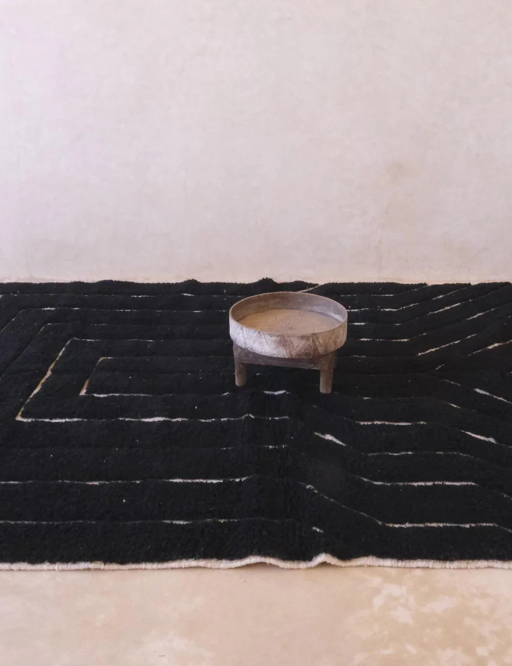 Black Moroccan Handknotted Wool Rug 9.9 x 6.6 ft / 301 x 203 cm - Surcoma