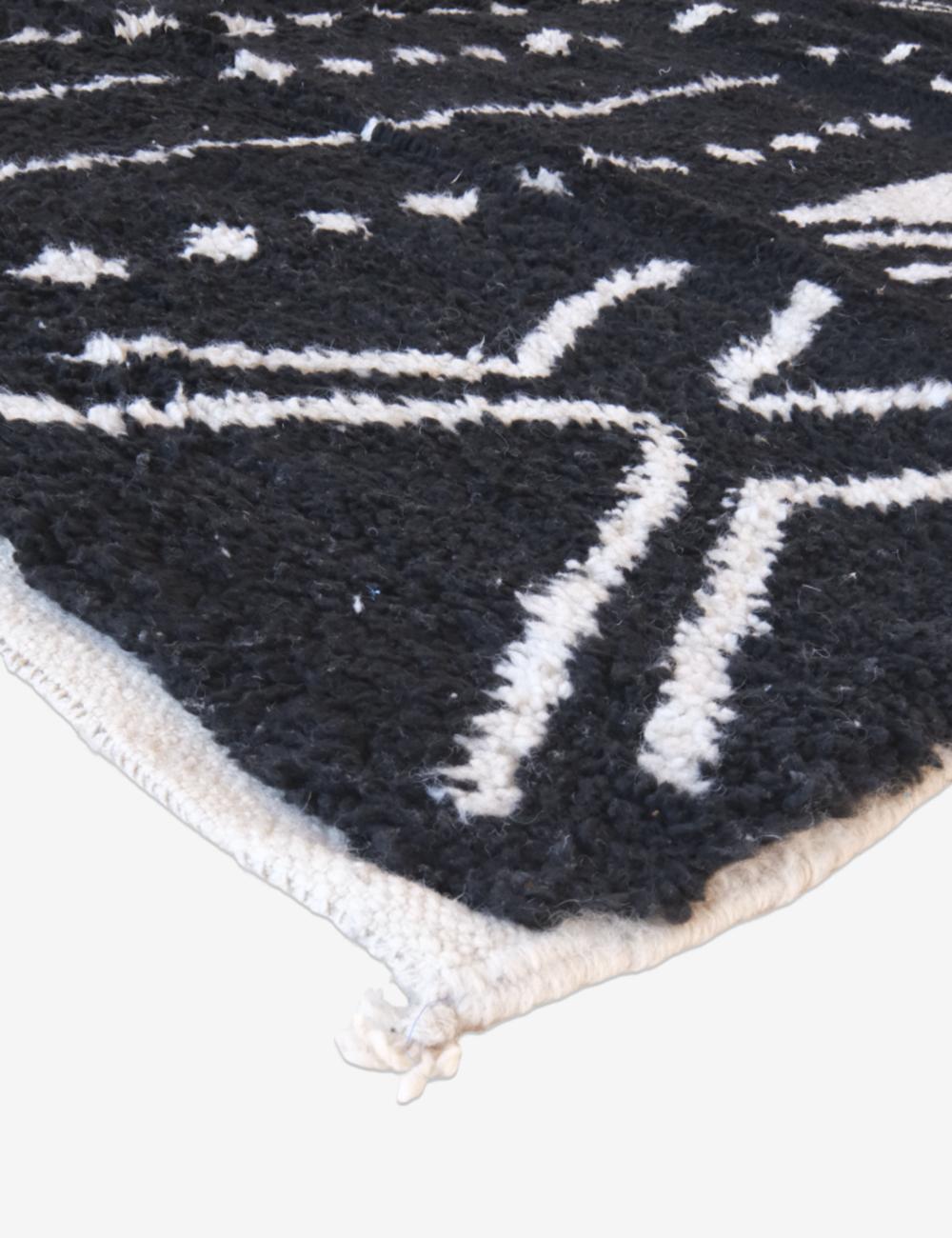 Black Tribal Moroccan Wool Rug 9 x 6.7 ft / 273 x 206 cm