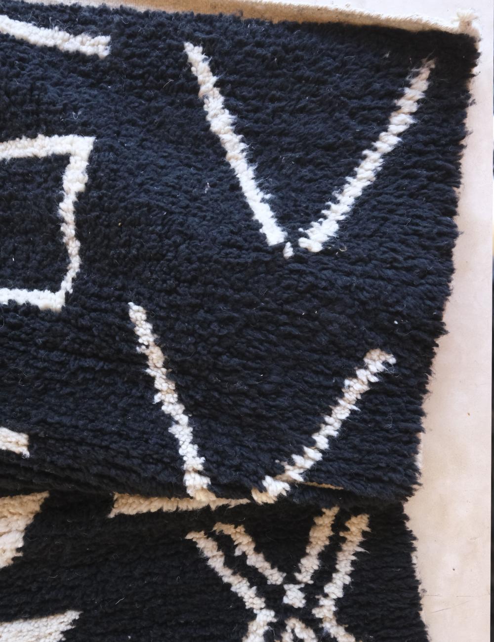 Black Tribal Moroccan Wool Rug 9 x 6.7 ft / 273 x 206 cm