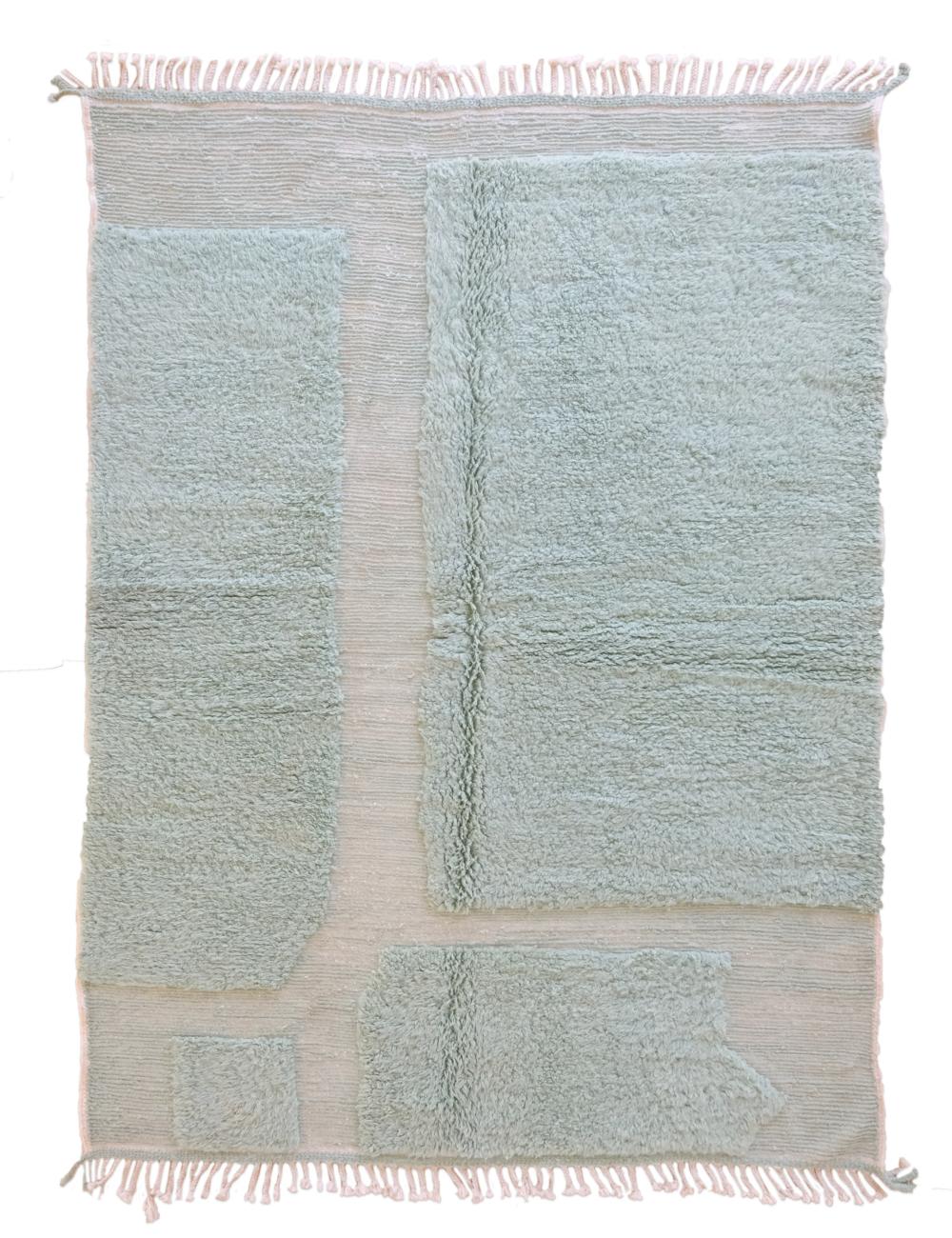 Light Blue Moroccan Rug With Abstract Block Pattern 9.5 x 6.7 ft / 289 x 207 cm