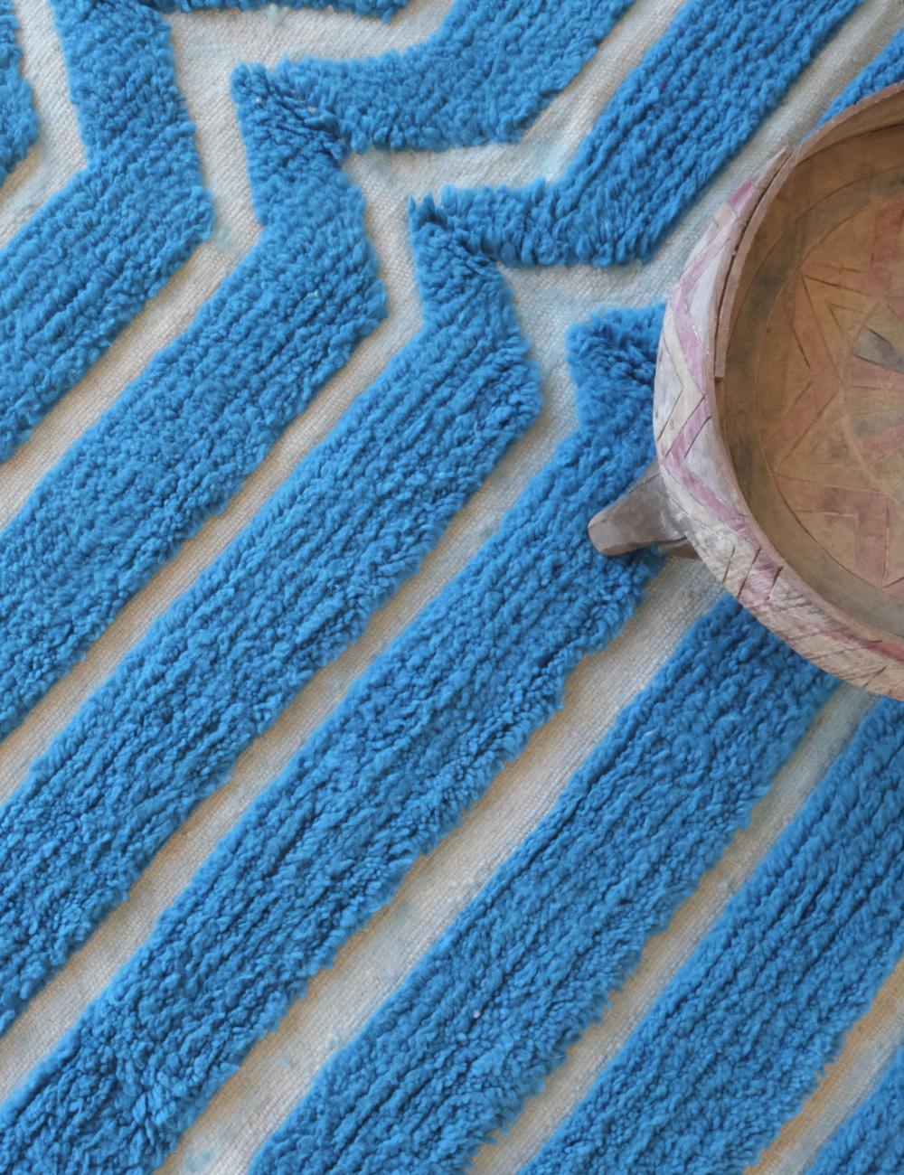 Blue Contemporary Moroccan Wool Rug 8.9 x 7.1 ft / 271 x 218 cm - Surcoma