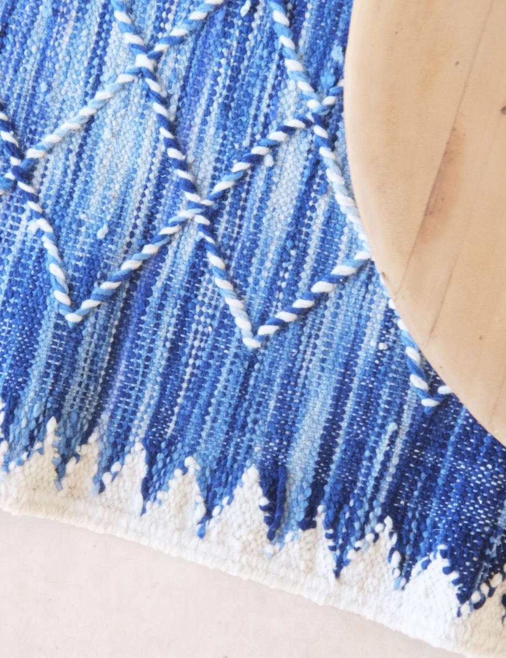 Indigo Flatweave Rug 7 x 2.3 ft / 213 x 71 cm