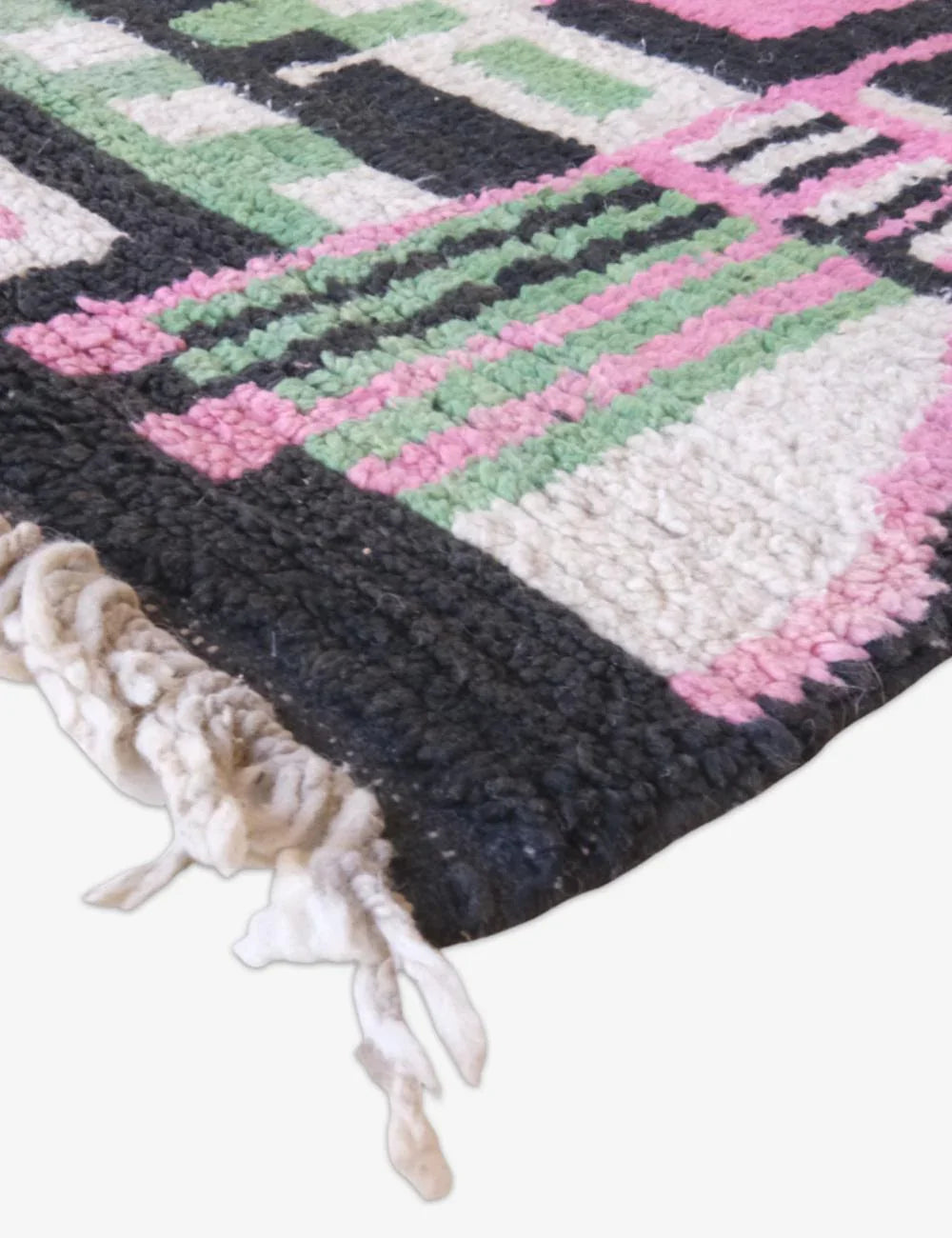 Black Modern Moroccan Runner Rug 11.3 x 2.4 ft / 344 x 74 cm